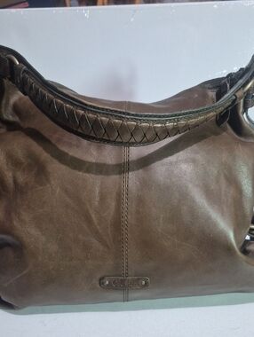 Cole Haan Brown Leather Braided-Handle Shoulder Bag